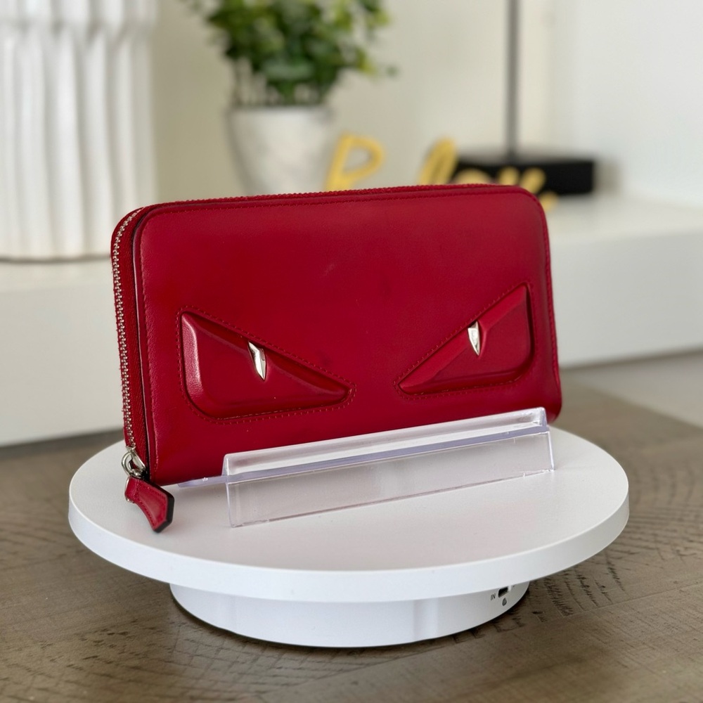 Fendi Monster Eyes Zip Around Wallet - Red - Picture 9 of 17